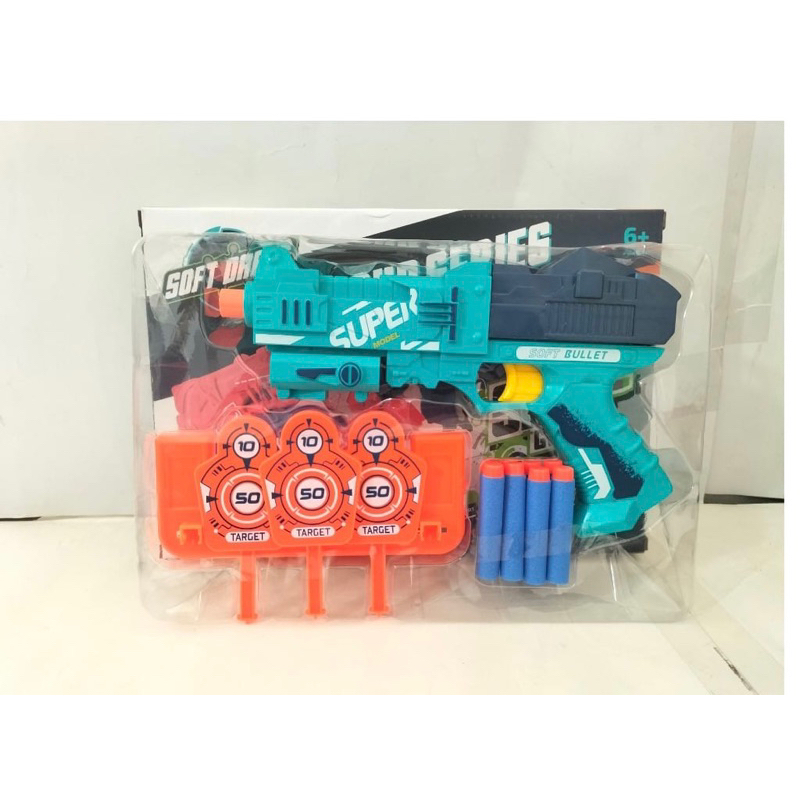 Mainan anak Pistol Nerf Soft Bullet Gun & Papan Target Otomatis JL636