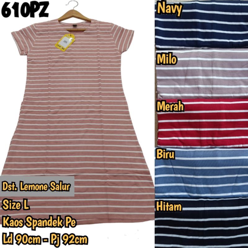 Dress Midi Daster Kaos Lemone Salur