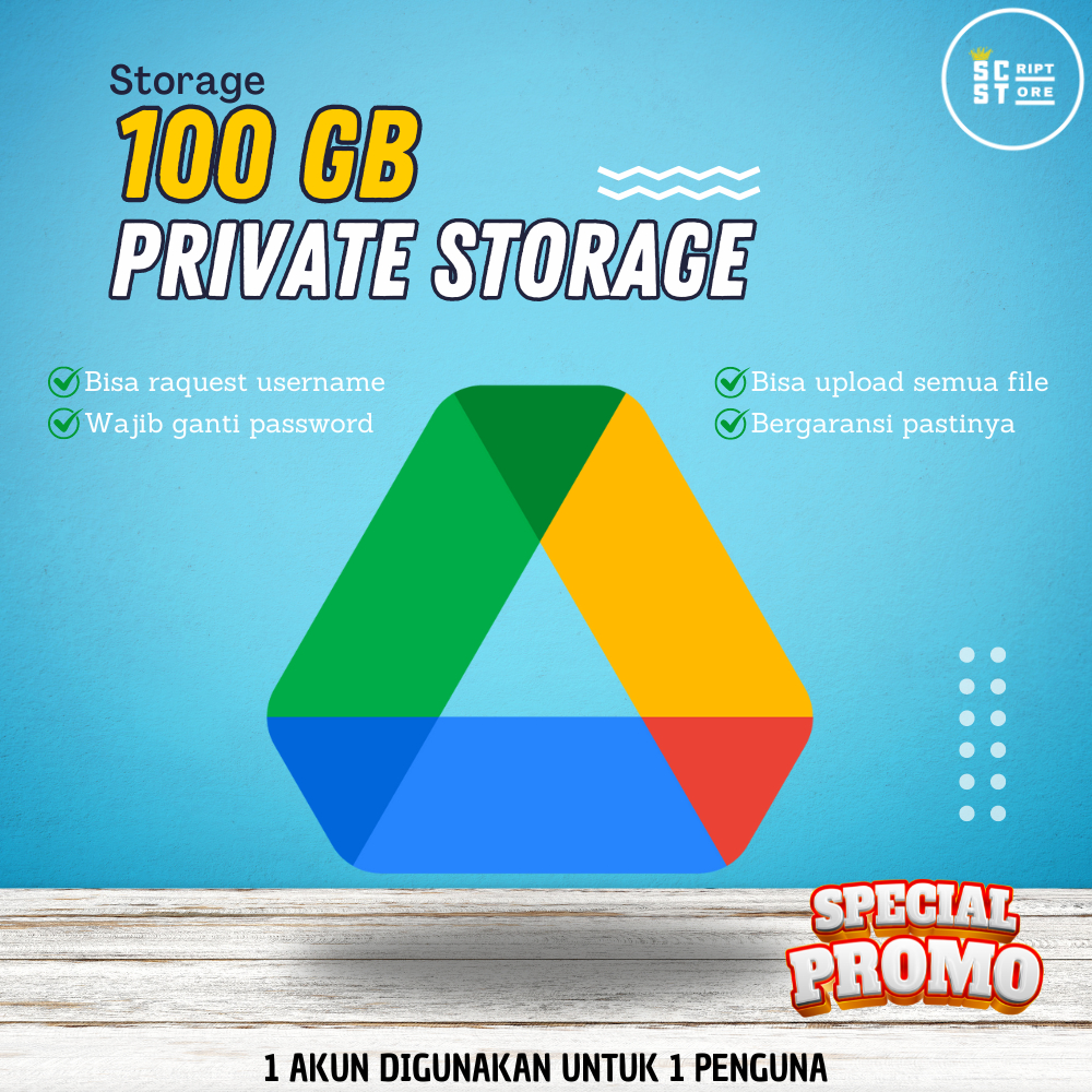 Google Drive Unlimited Max 100GB - Private Akun - Akses LifeTime - Storage Bebas Isi