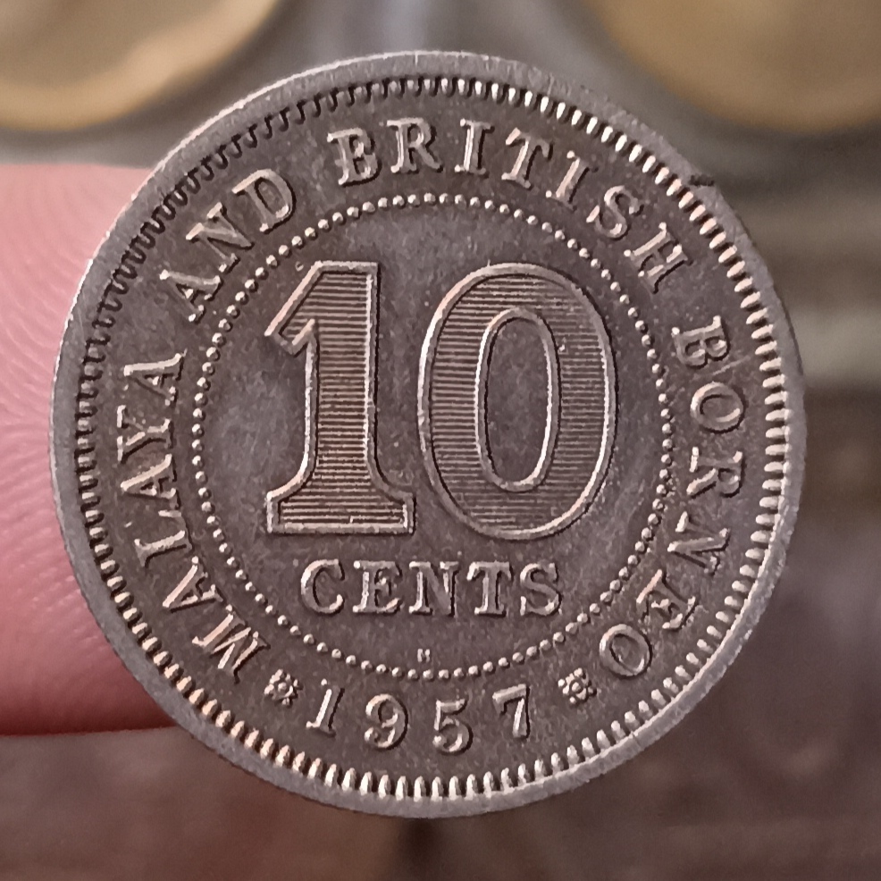 Koin Kuno Asing Malaya and British Borneo (British Malaysia) 10 Cents - Elizabeth II Tahun 1957