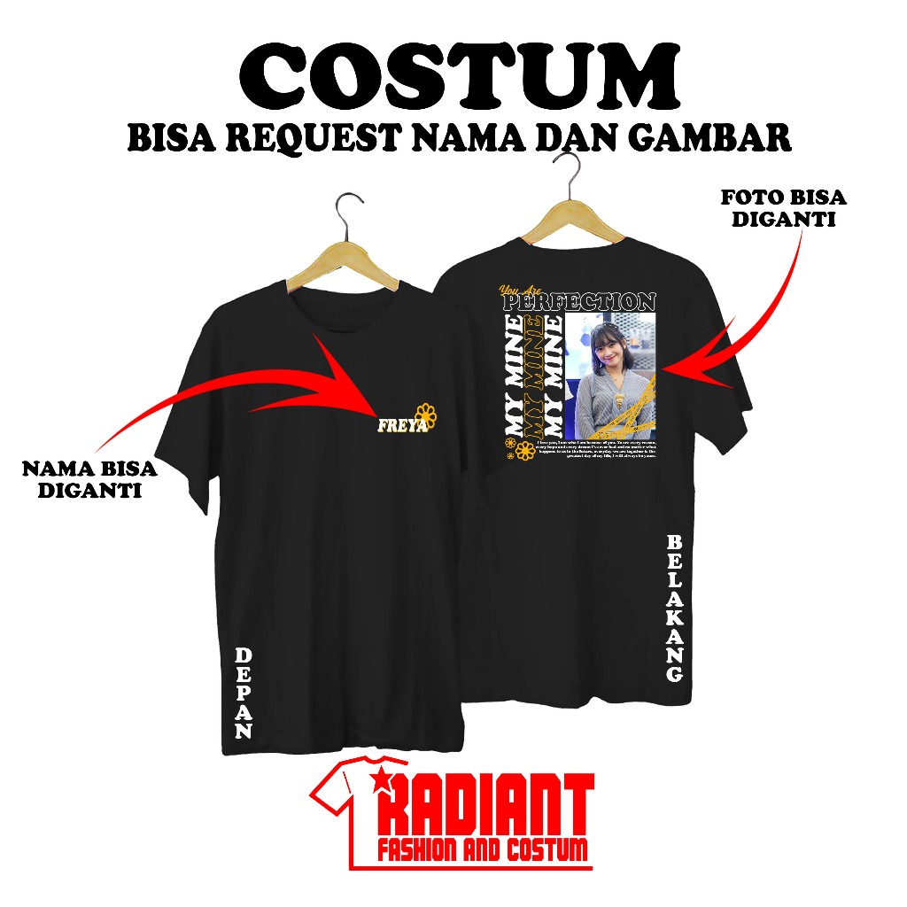 KAOS COSTUM BUCIN AESTHETIC BISA REQUEST NAMA DAN FOTO - KAOS SATUAN - KAOS COSTUM - SABLON DTF