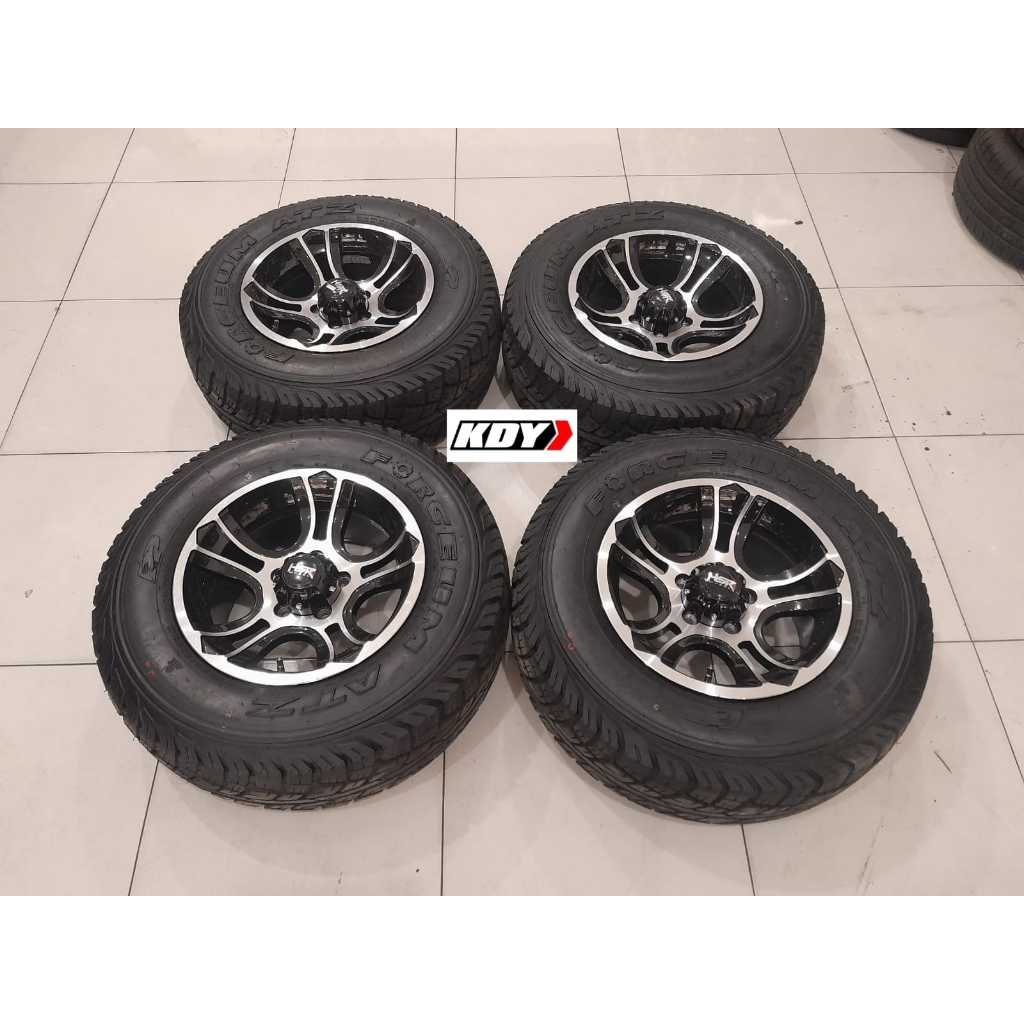 Pelek Racing Mobil Bekas PEAK (HSR) R15 Lebar 8 Hole 5X114,3 ET 15 B/P + Ban FORC ATZ 235 70 R15 Coc