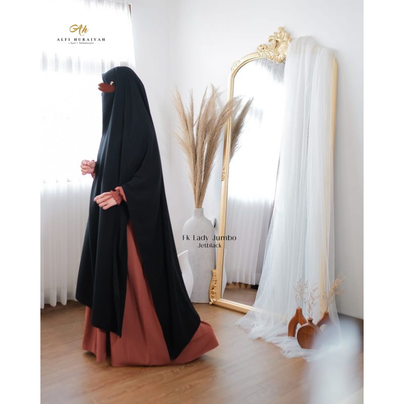 KHIMAR FK JUMBO HITAM JETBLACK (FK ONLY) BY ALFI HURAIYAH