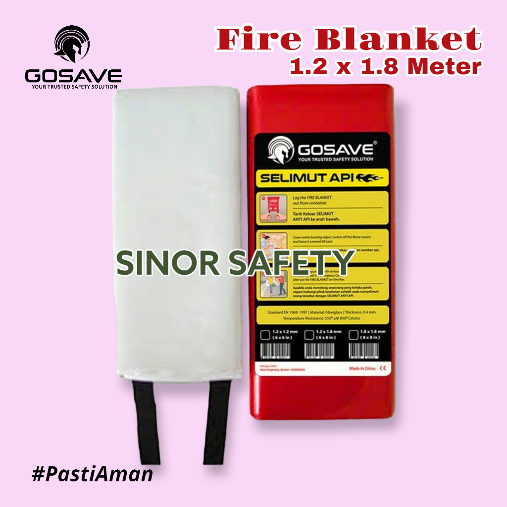 Fire Blanket 1.2 x 1.8 Mtr GOSAVE BOX Selimut Safety Pemadam Kebakaran