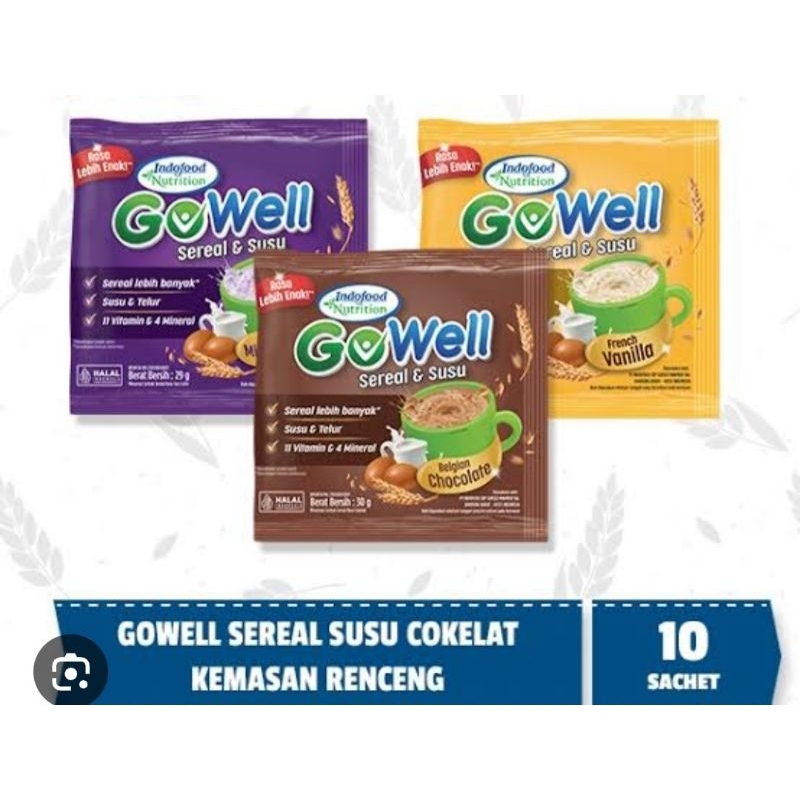 

GOWELL SEREAL DAN SUSU 1 RENCENG ISI 10 SACHET