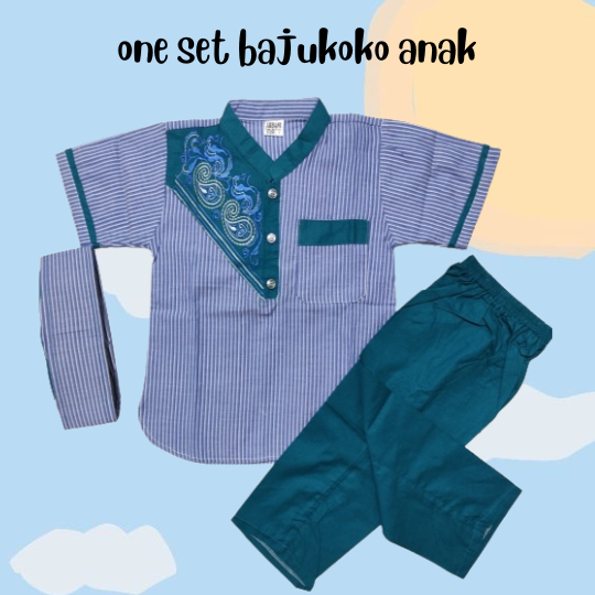 GS baju koko anak | one set baju anak laki laki | baju anak koko lebaran | koko anak | baju lebaran 