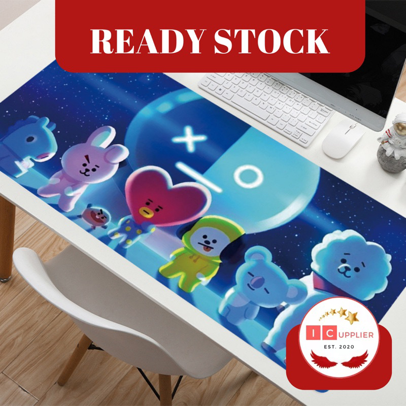 [ORI] Icupplier Premium Mouse Pad Gaming 80x30cm ketebalan 3mm Motif BT21 BTS Lucu Untuk Komputer Pc