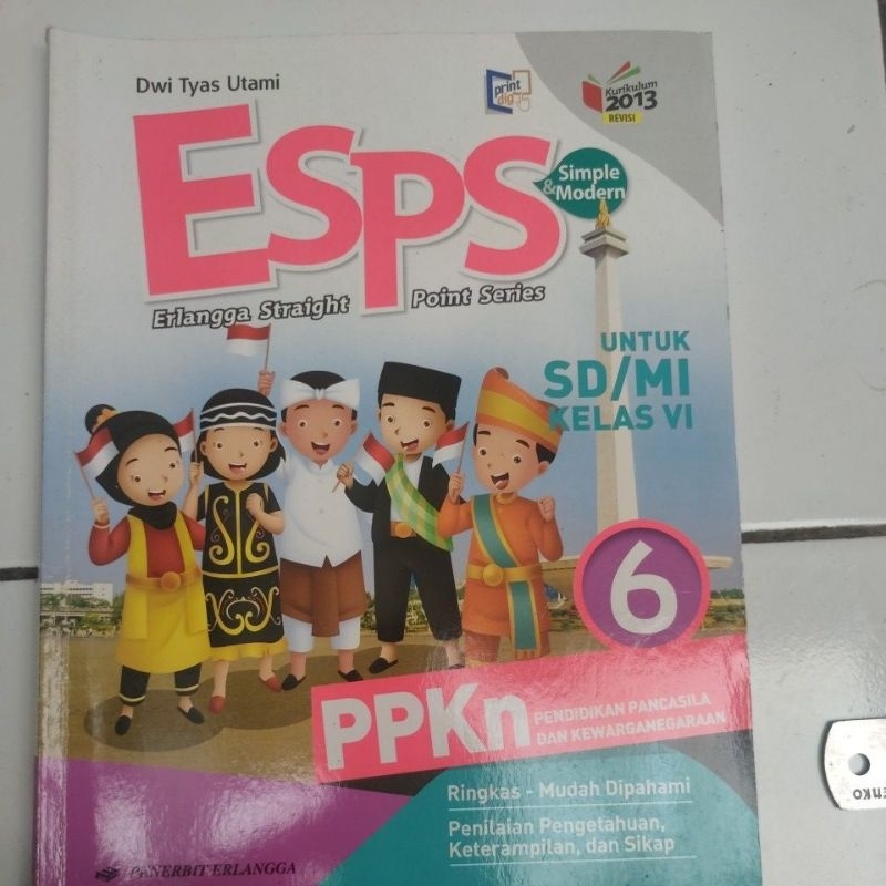 

buku PPKN ESPS kelas 6 (second/bekas) konsisi 90% bagus