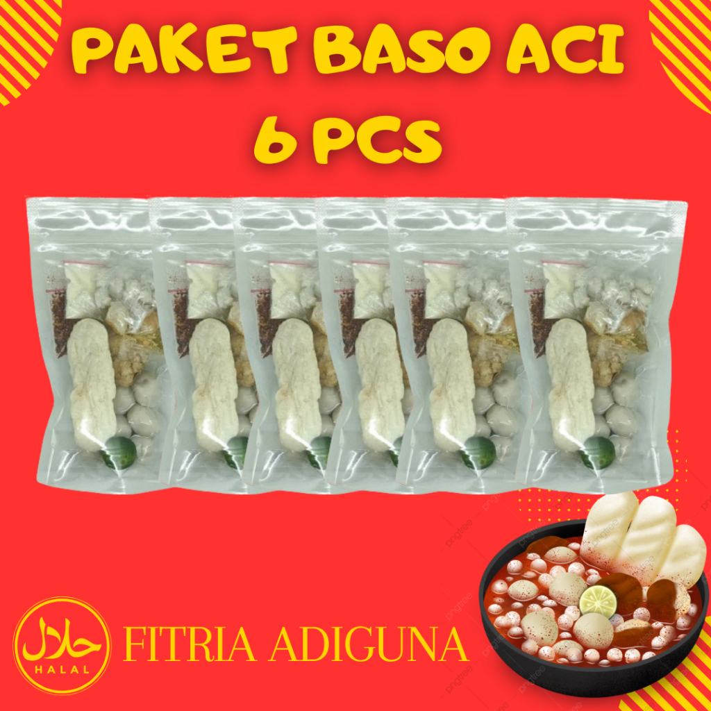 

PAKET 6 BUNGKUS BASO ACI INSTAN ASLI BANDUNG GURIH PEDAS SPESIAL KALDU AYAM BAWANG NIKMAT DAN HALAL