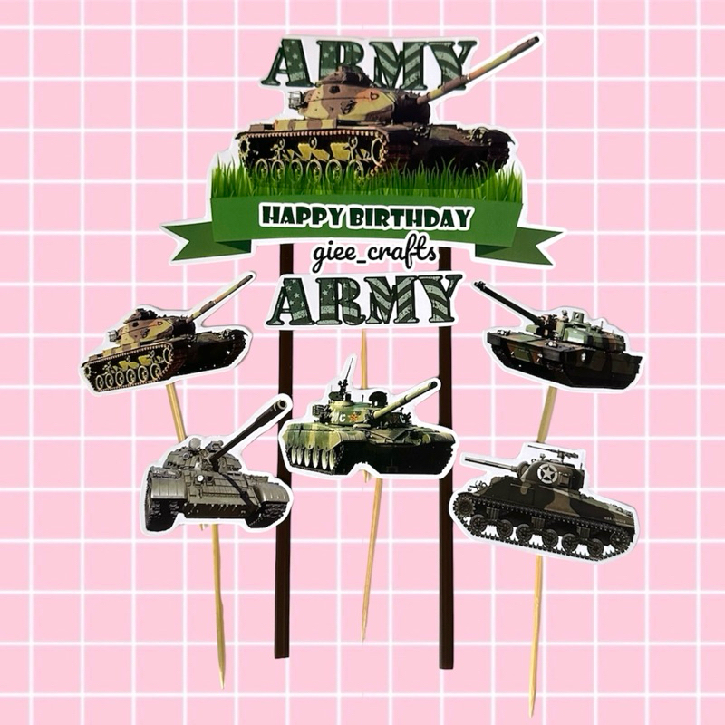 CAKE TOPPER TANK ARMY / HIASAN KUE TANK ARMY TENTARA / TOPPER KUE TANK / TANK ARMY TENTARA