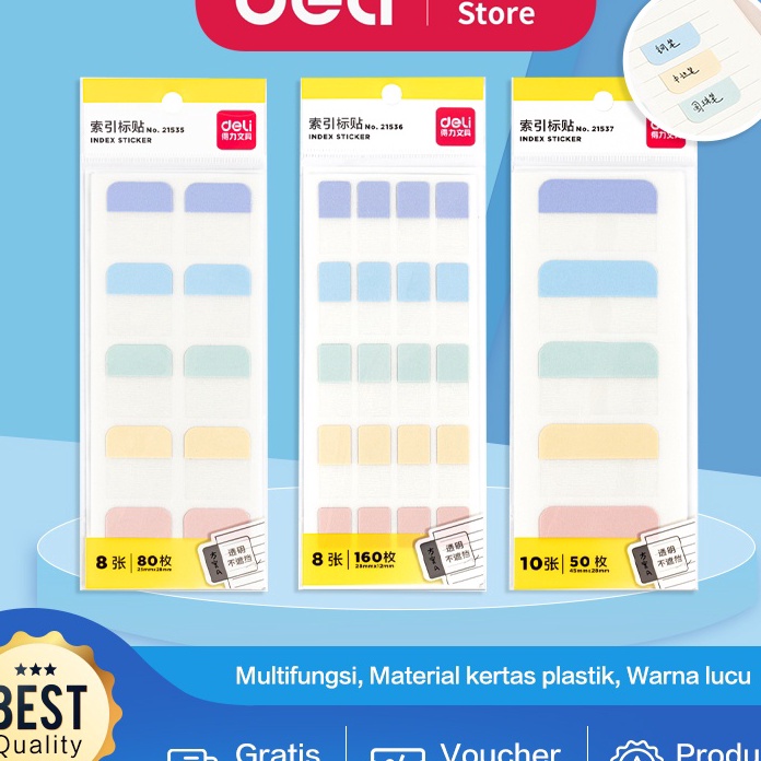 

Ready Stok Deli Index Tab Penanda Pembatas Halaman Kertas Plastik 2153X