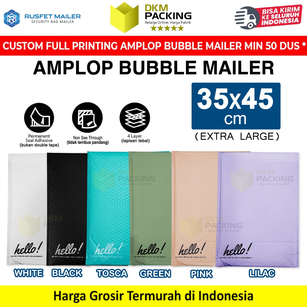 

Amplop Bubble Wrap Security Mailer Envelope Bag 35x45cm RUSFET /SATUAN