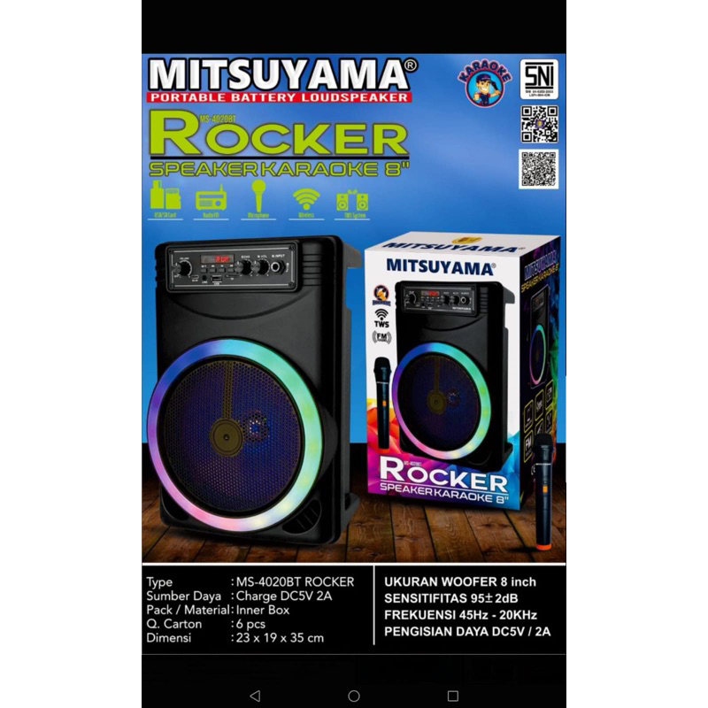 Mitsuyama Speaker 8 inch Mitsuyama Speaker Karaoke Bluetooth Speaker 8 inch Mitsuyama MS-4020BT Rock