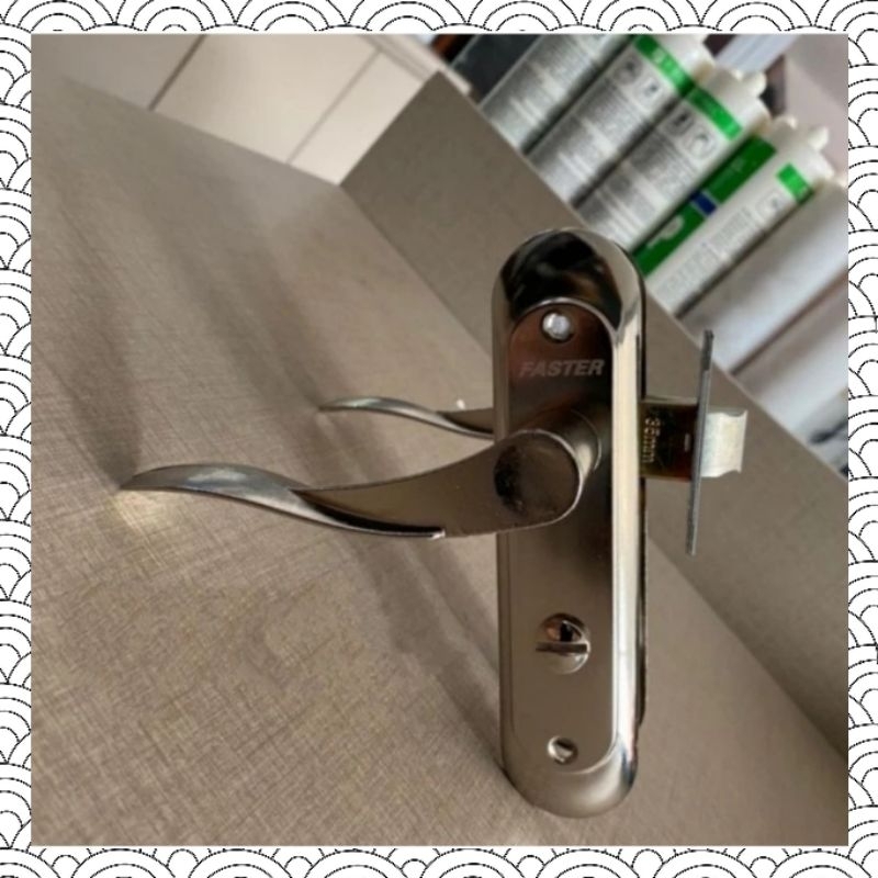 Kunci Pintu Kamar Mandi/Handle WC Knob Stainless Oval Satu Set