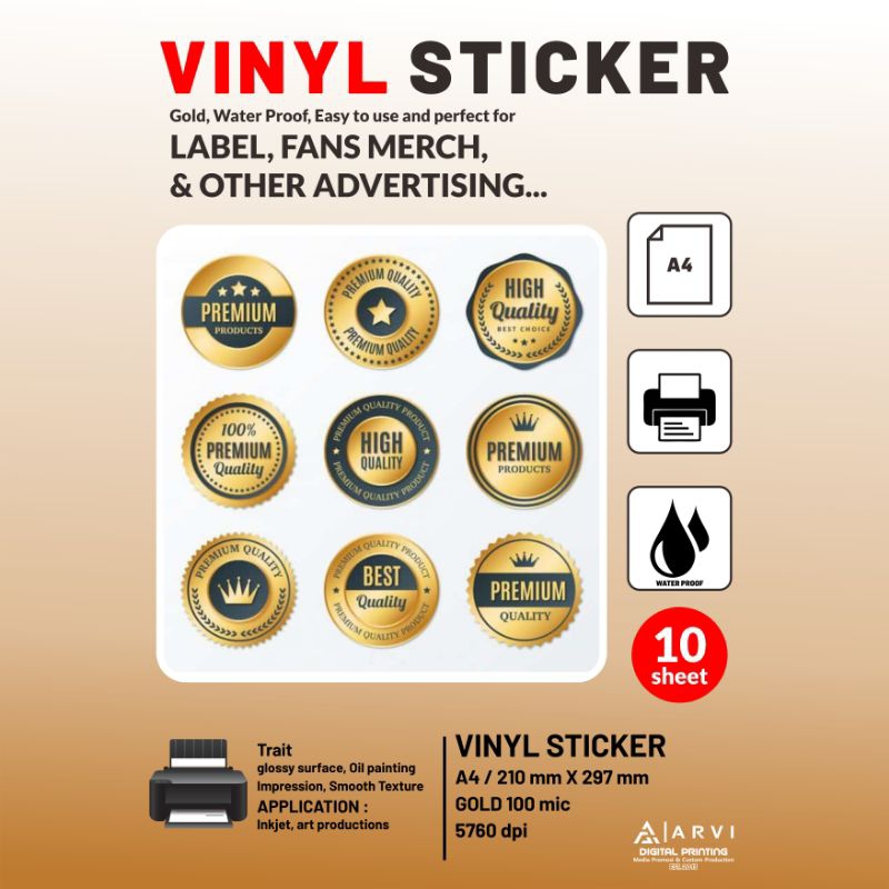 

Stiker Vinyl Gold (10 Sheet)