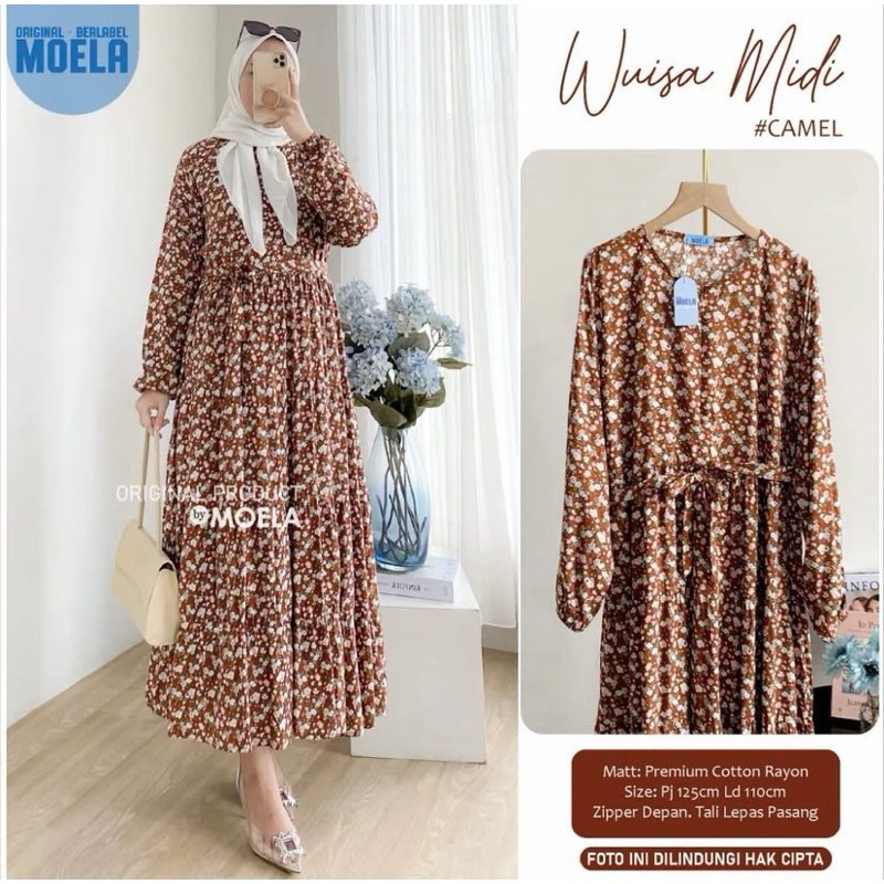 MOELA LUGIS MIDI DRESS KOREA GAMIS RAYON ADEM HALUS FASHION MUSLIM