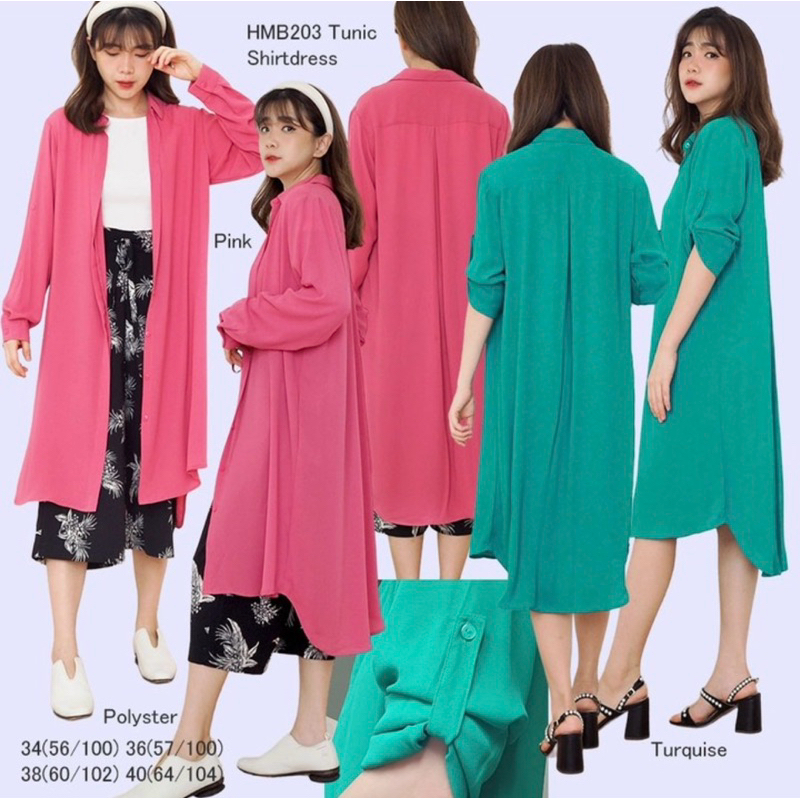 Dress Tunik Selutut Midi (Tunic Shirtdress) brand H&M Original