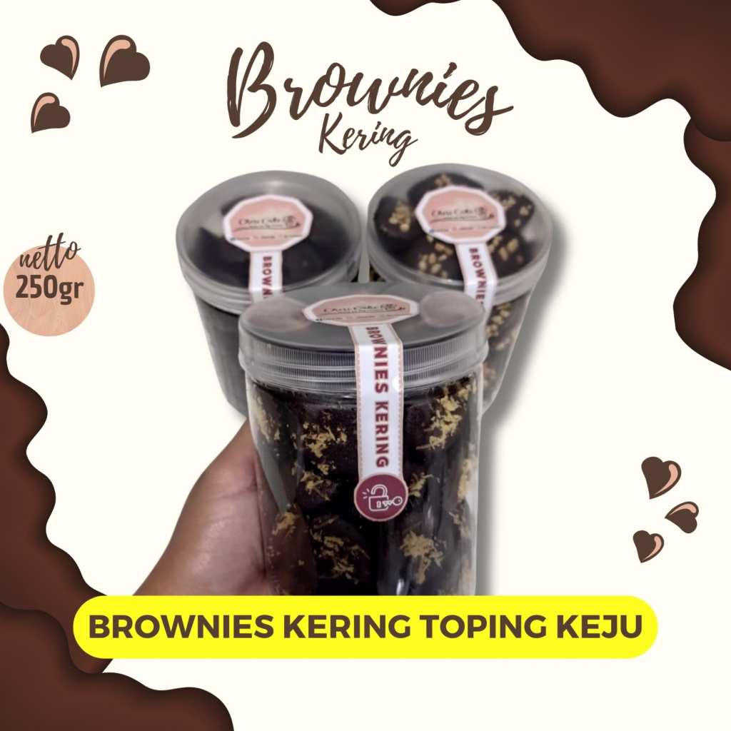 

KUE BROWNIES BROWNIS KERING COKLAT KEJU 250 GRAM CEMILAN KUE LEBARAN MAKANAN RINGAN BY CHERICAKE