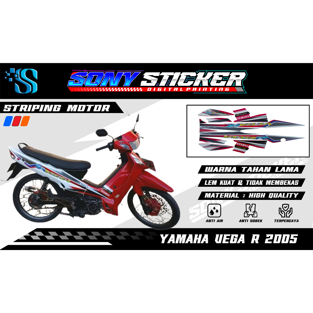 Stiker List Body Motor Vega R 2005 - Striping Standar Yamaha Vega R Tahun 2005