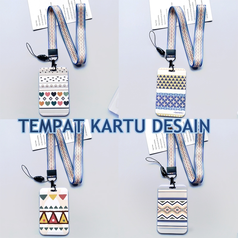 

id card case Tempat Kartu Case Holder Kartu Bus / ID Motif Kartun Geometri Dengan Tali Lanyard Leher Gaya desain niche