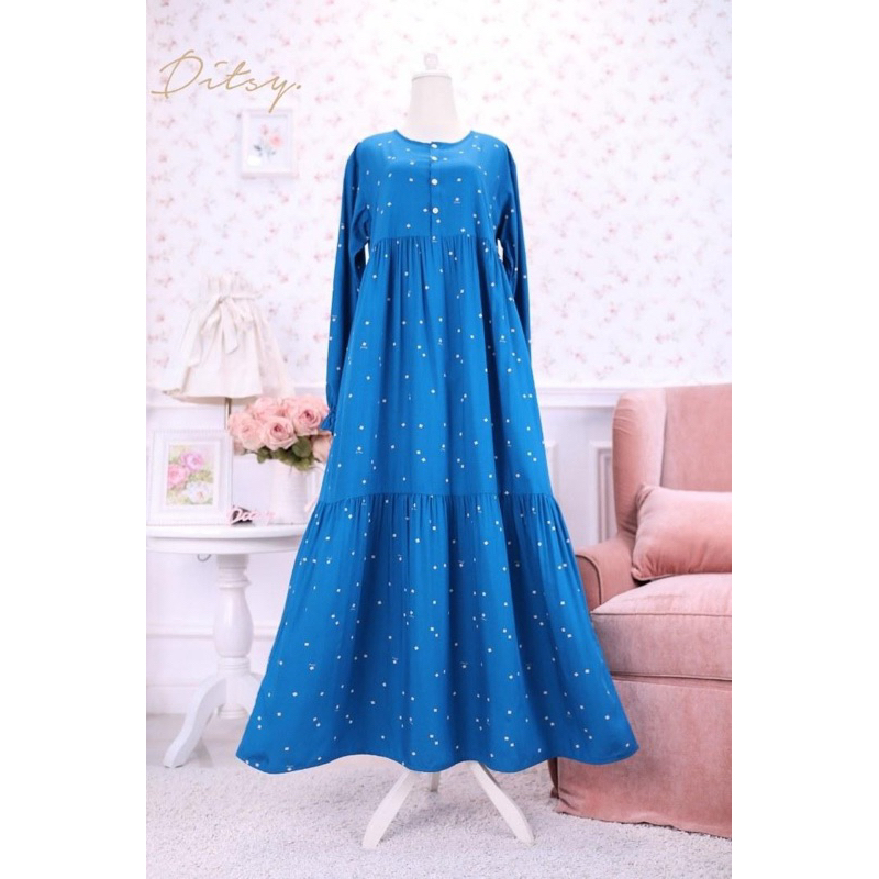 REJECT SALE Scatolla Prussian Nightgown size L Daster Gamis Ditsy