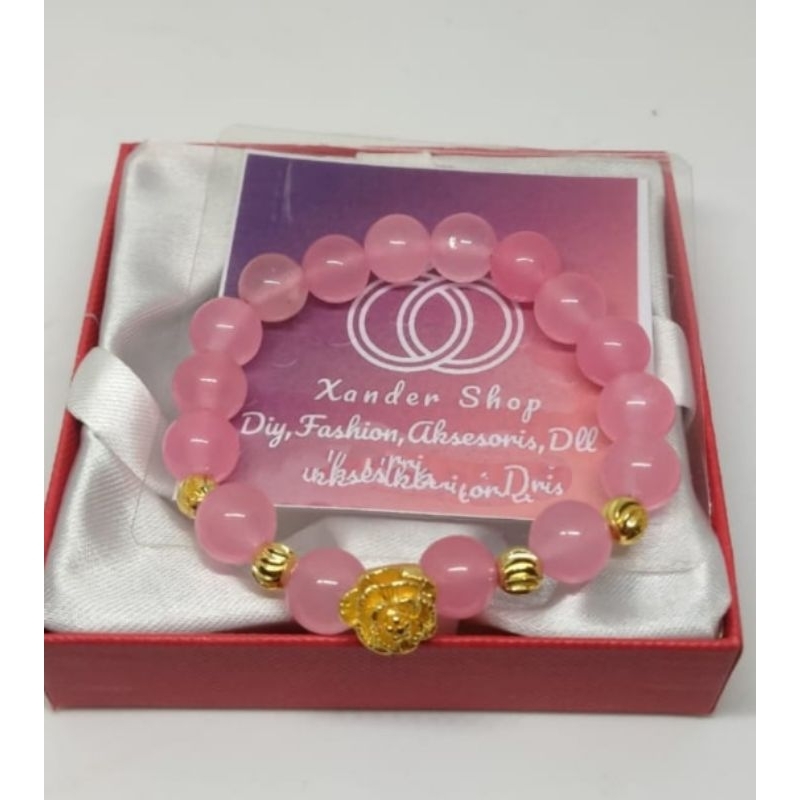 GELANG GIOK PINK COMBI BUNGA.