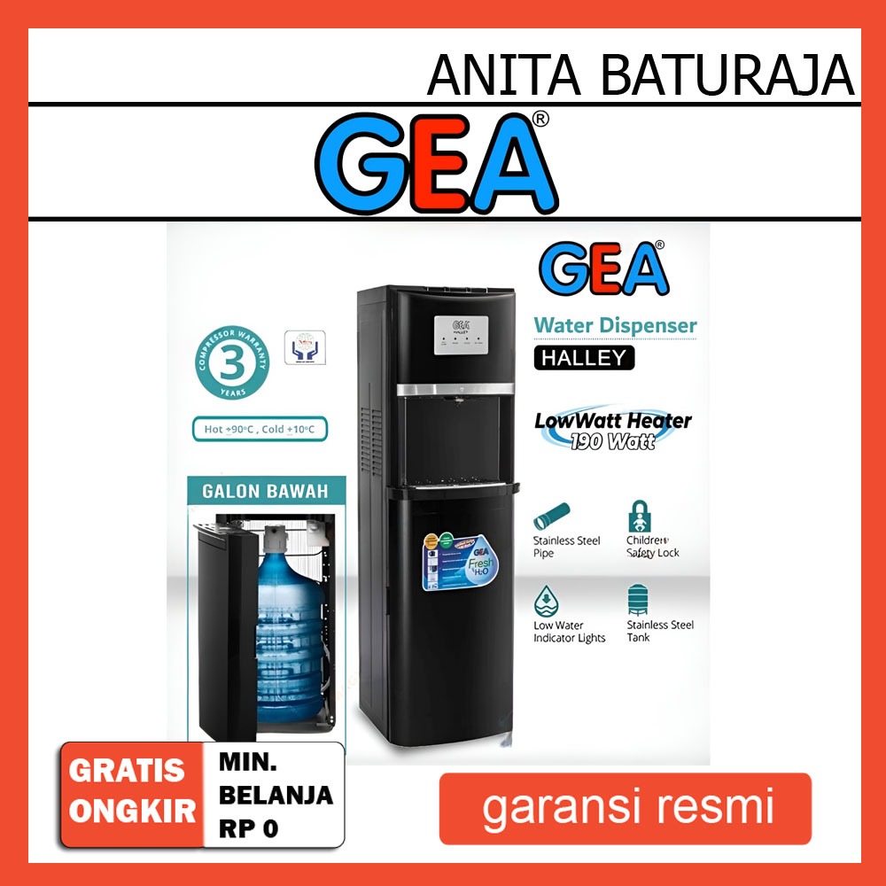 DISPENSER GALON BAWAH GEA HALLEY LOW WATT
