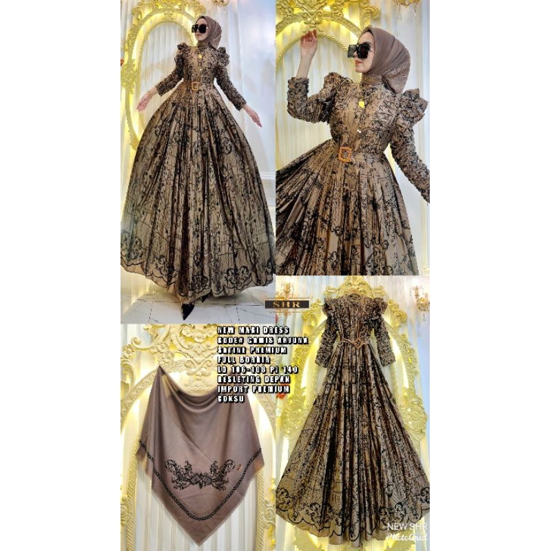 Gamis Arjuna Satin Premium Full Bordir