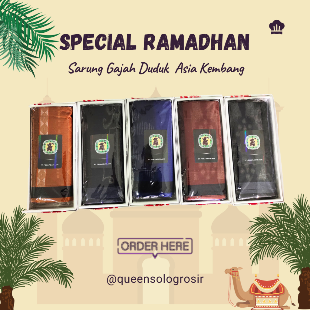 Sarung Gajah Duduk Asia Kembang Premium Asli Original 100%