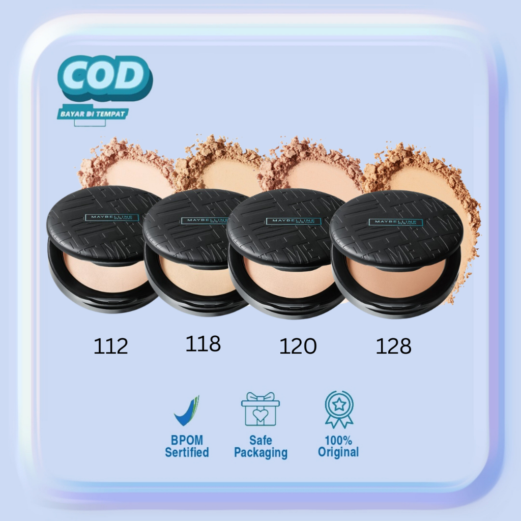 Maybelline FIT ME 16H Oil Control Compact Powder Natural Coverage Shade 112 Natural Ivory 118 Light 