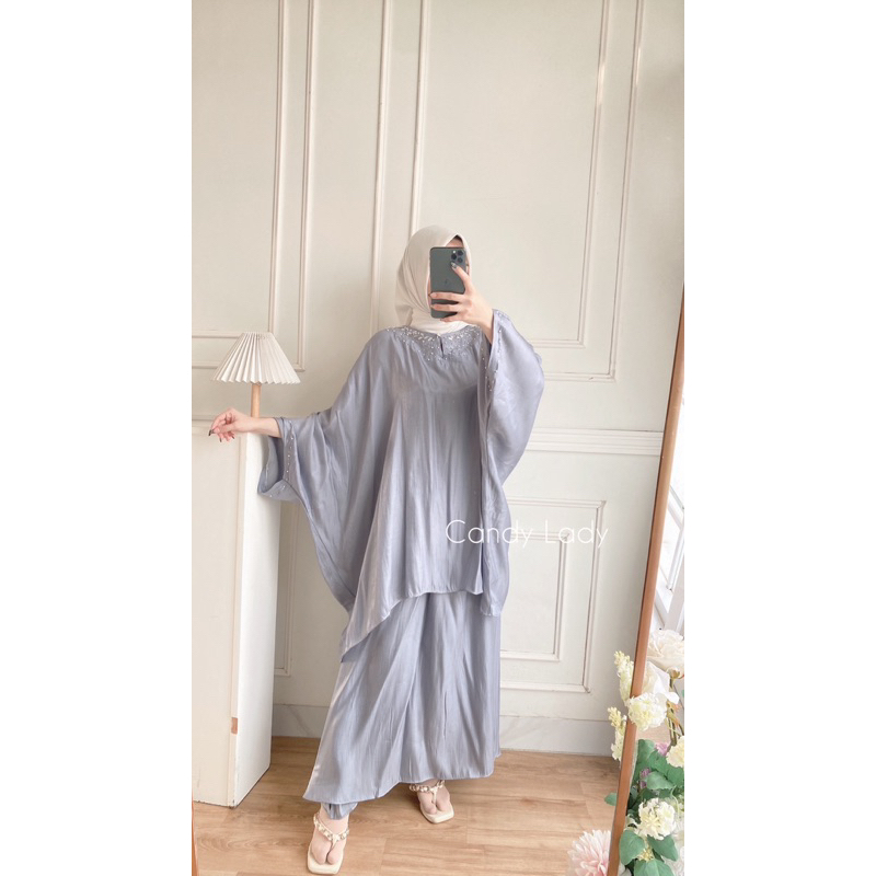 CANDY LADY Batwing Shimmer Set Skirt / Setelan Rok Wanita Terbaru / Setelan Kondangan