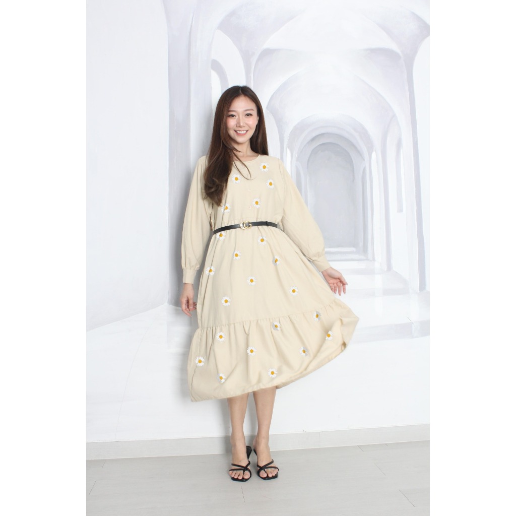 Long Tunik Plus Belt Daisy / Midi Dress Rempel Bunga
