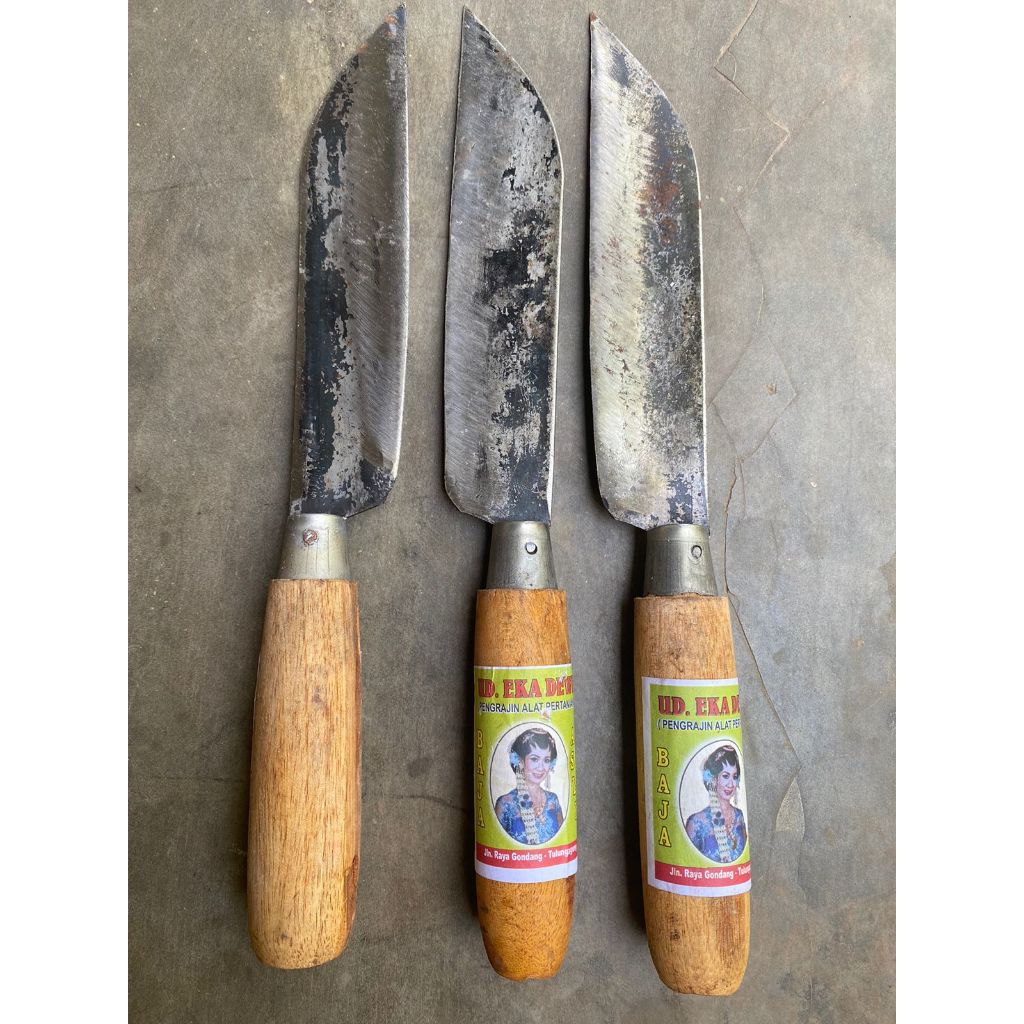 pisau baja asli merek ud. eka dewi gagang bulat