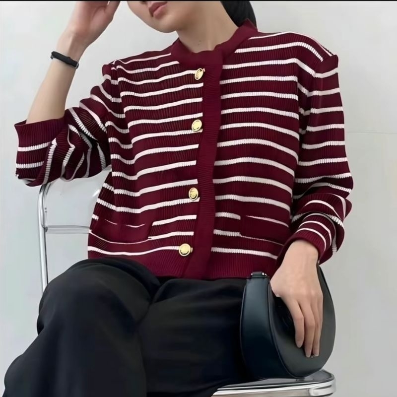 JISOO stripes knit cardigan