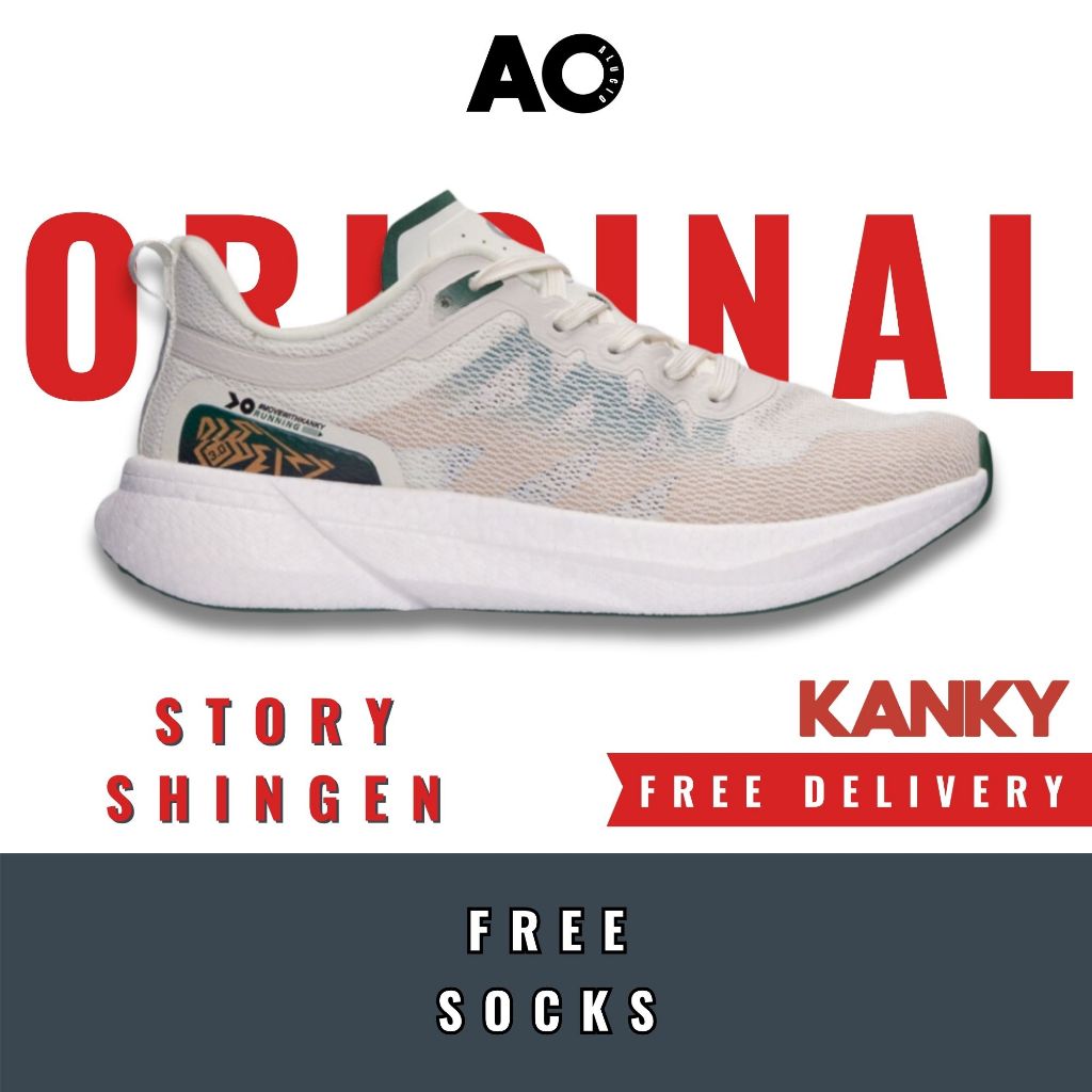 Sepatu Kanky Story Shingen Beige Green Original Sneakers Casual Sepatu Sport Running Sepatu Olahraga