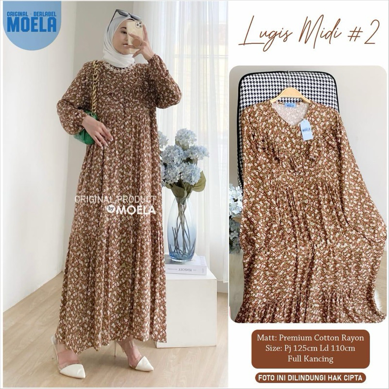 #1 Gamis Motif Jumbo Oversize Mekar Dress Muslim Rayon Viscose Original Berlabel Ori Naura