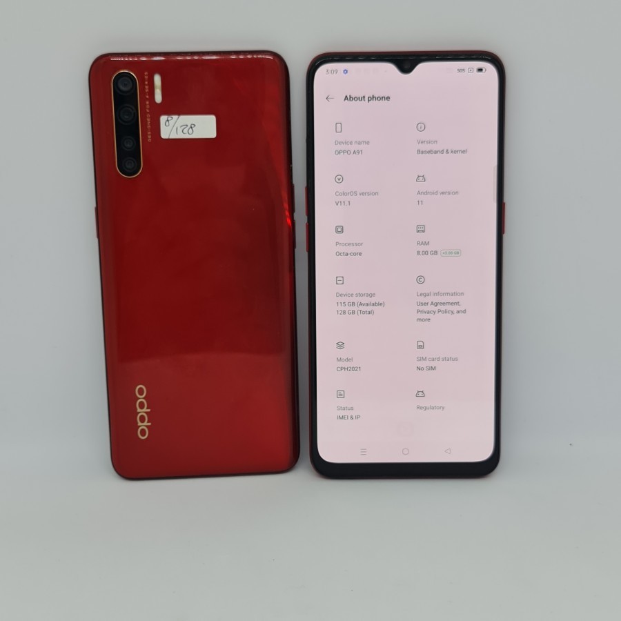 Handphone Oppo A91 8/128Gb Second Original No Refubish