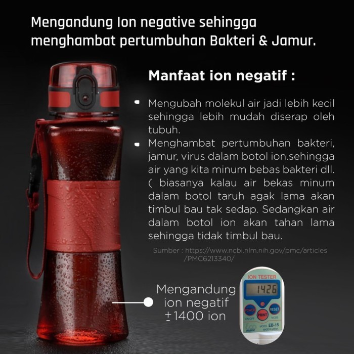 UZSPACE Ion Energy Bottle Sport Botol Minum Olahraga Shaker