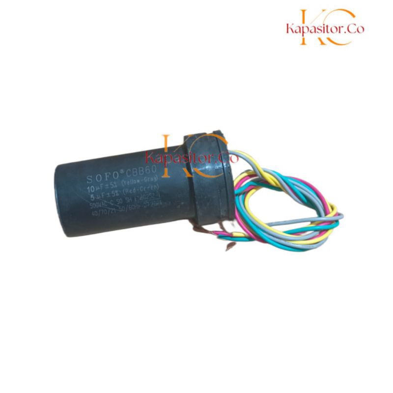 kapasitor mesin cuci polytron 2 tabung cbb 60 10/5uf original