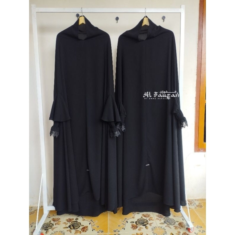 jilbab/Khimar lengan overhead jetblack