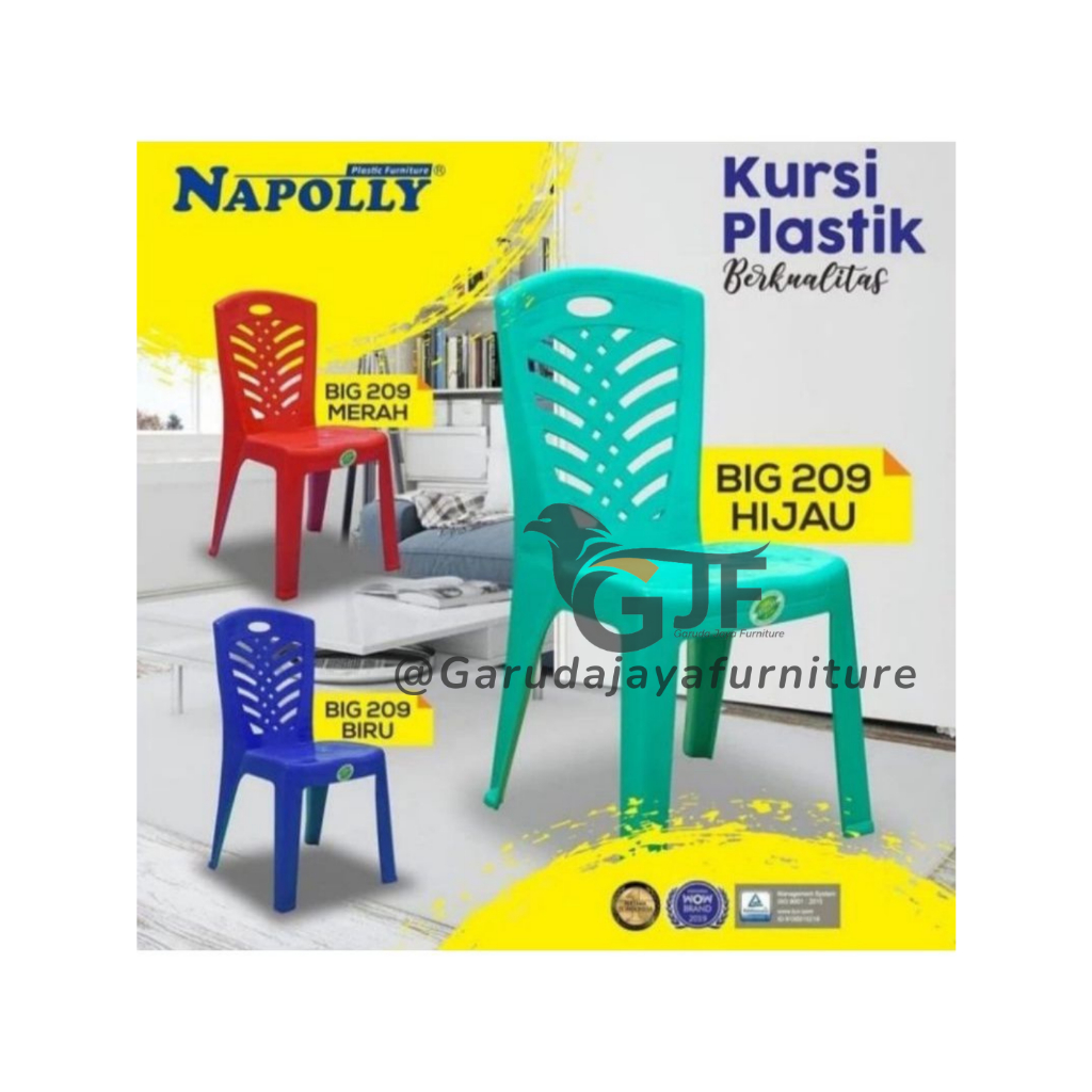 KURSI HAJATAN / KURSI MAKAN / KURSI PLASTIK WARNA SERBAGUNA NAPOLLY 209/ KURSI PLASTIK MERAH/ KURSI 