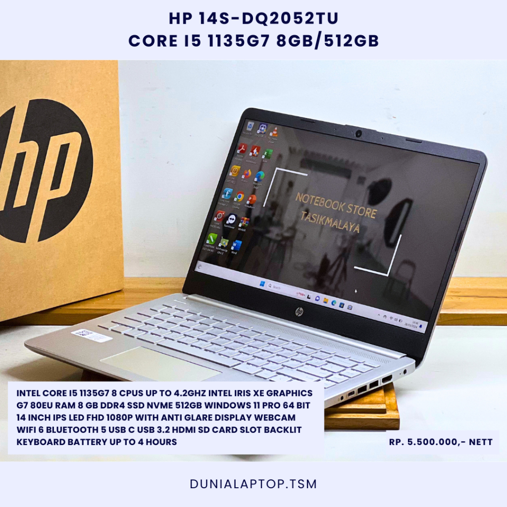 HP 14s-dq2052TU Core I5 1135G7 8GB/512GB