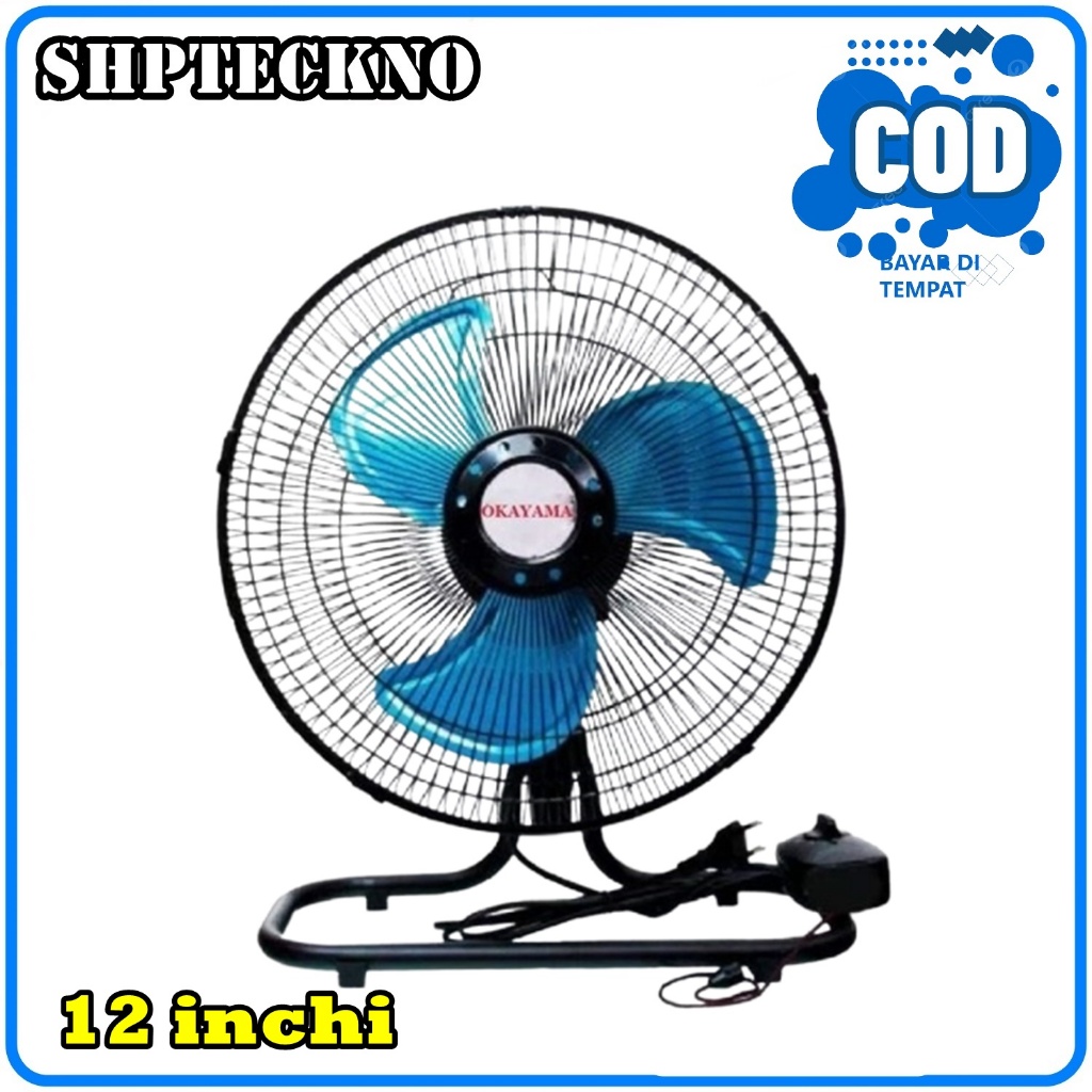 OKAYAMA OK-1230 Kipas Angin Duduk/Dinding 12 inchi 2in1 BODY BESI