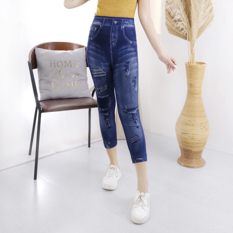 legging jeans 7/8 highwaist import wanita / celana leging jeans 7/8 import
