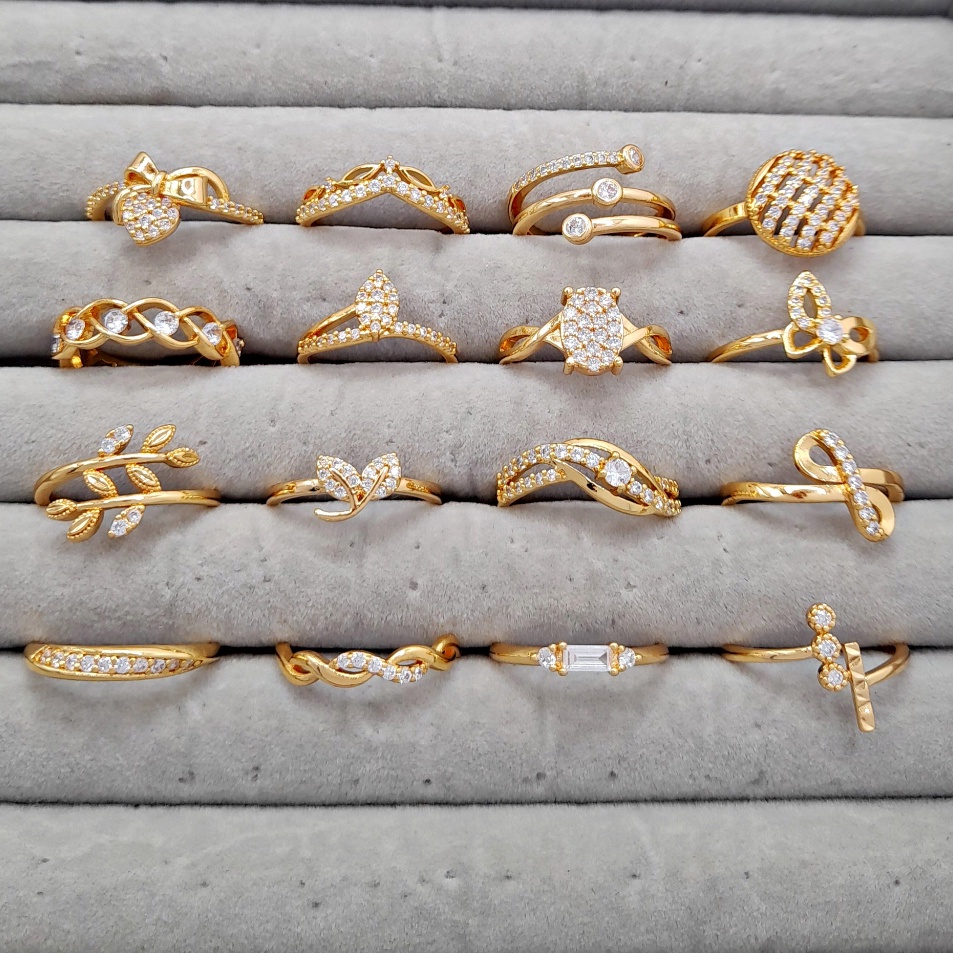 Promosi Menarik Cincin Wanita Xuping Model Cantik Elegan Berlian Imitasi Lapis Emas Gold  BR387