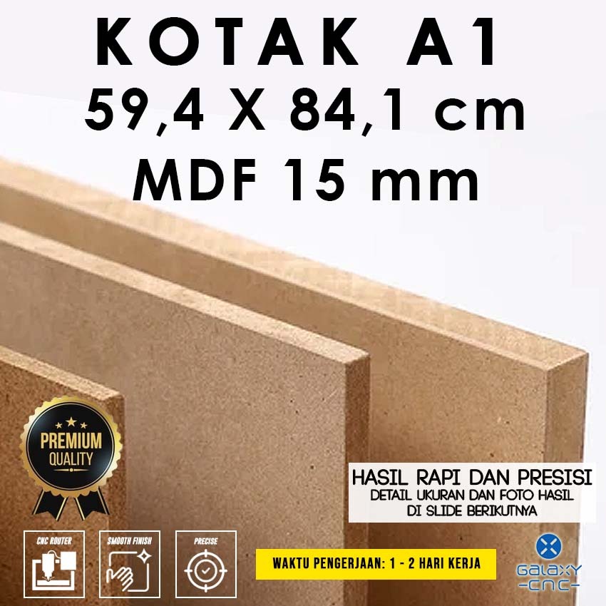 Kotak A1 (59,4  x 84,1 cm) - MDF 15 mm - Papan kayu lembaran MDF