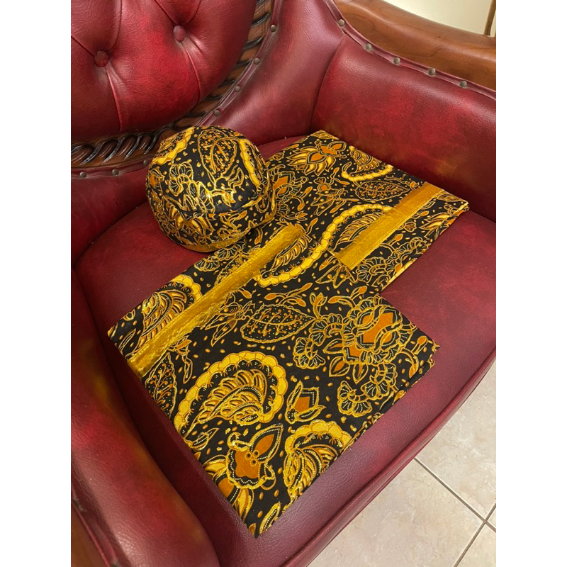 Set kain jarik pengantin & blangkon | Kain pengantin prada | Kain jarik pengantin