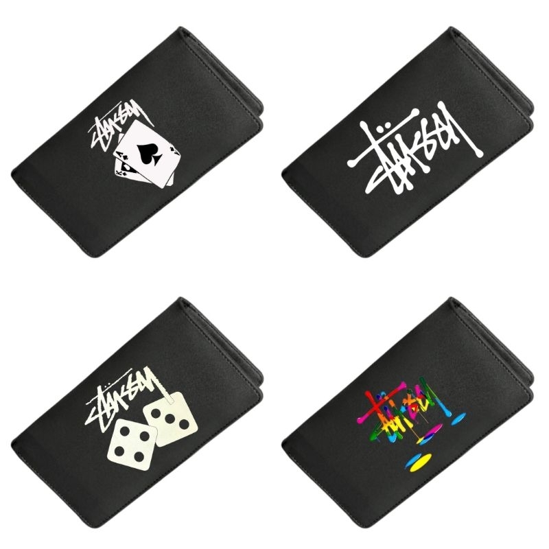 Dompet Panjang Semi Kulit Stussy Distro Tebal Keren / Dompet Lipat Panjang Pria Wanita / Black Long 