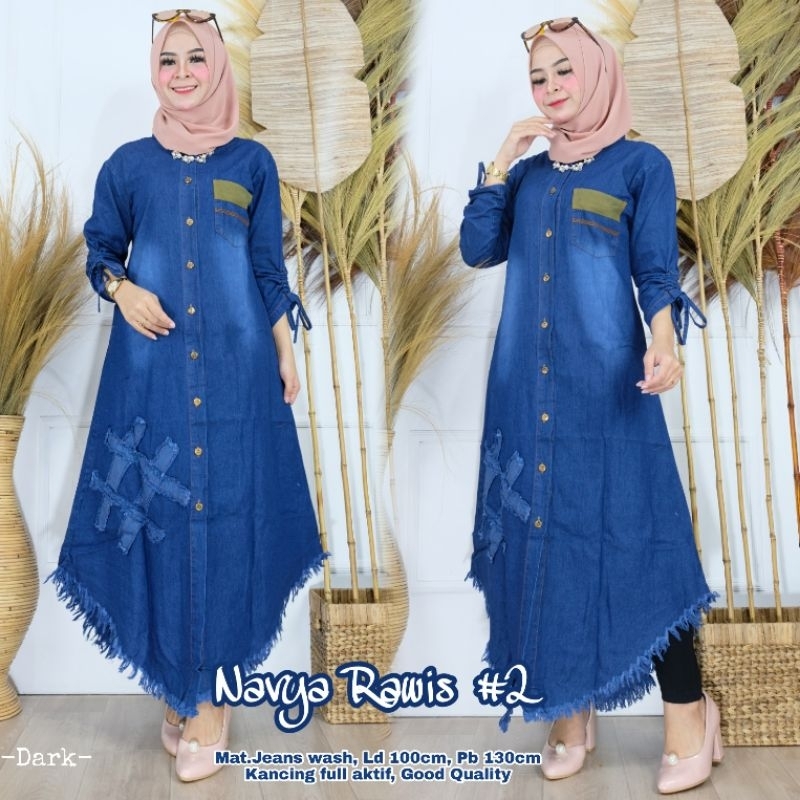MIDI JEANS / NAVYA TUNIK JEANS  / MIDI CEWEK BAHAN JEANS / TUNIK WANITA BAHAN JEANS