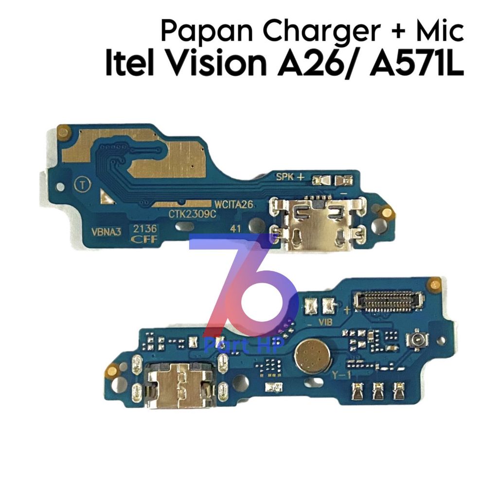 Papan PCB Konektor Charger + Mic Infinix Itel Vision A26 / A571L - Flexible Flexibel Fleksibel Fleksible Connector Cas Charge Casan Charging